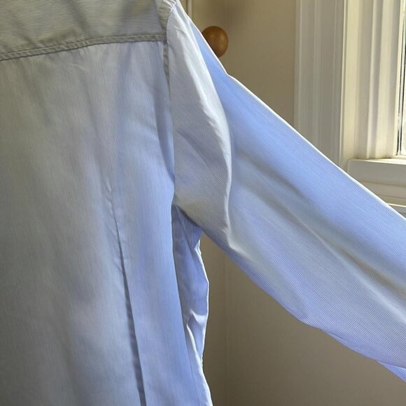 Hugo Boss Classic Business Casual Pinstriped Long Sleeve Button Down Blue - 39 - Picture 15 of 15